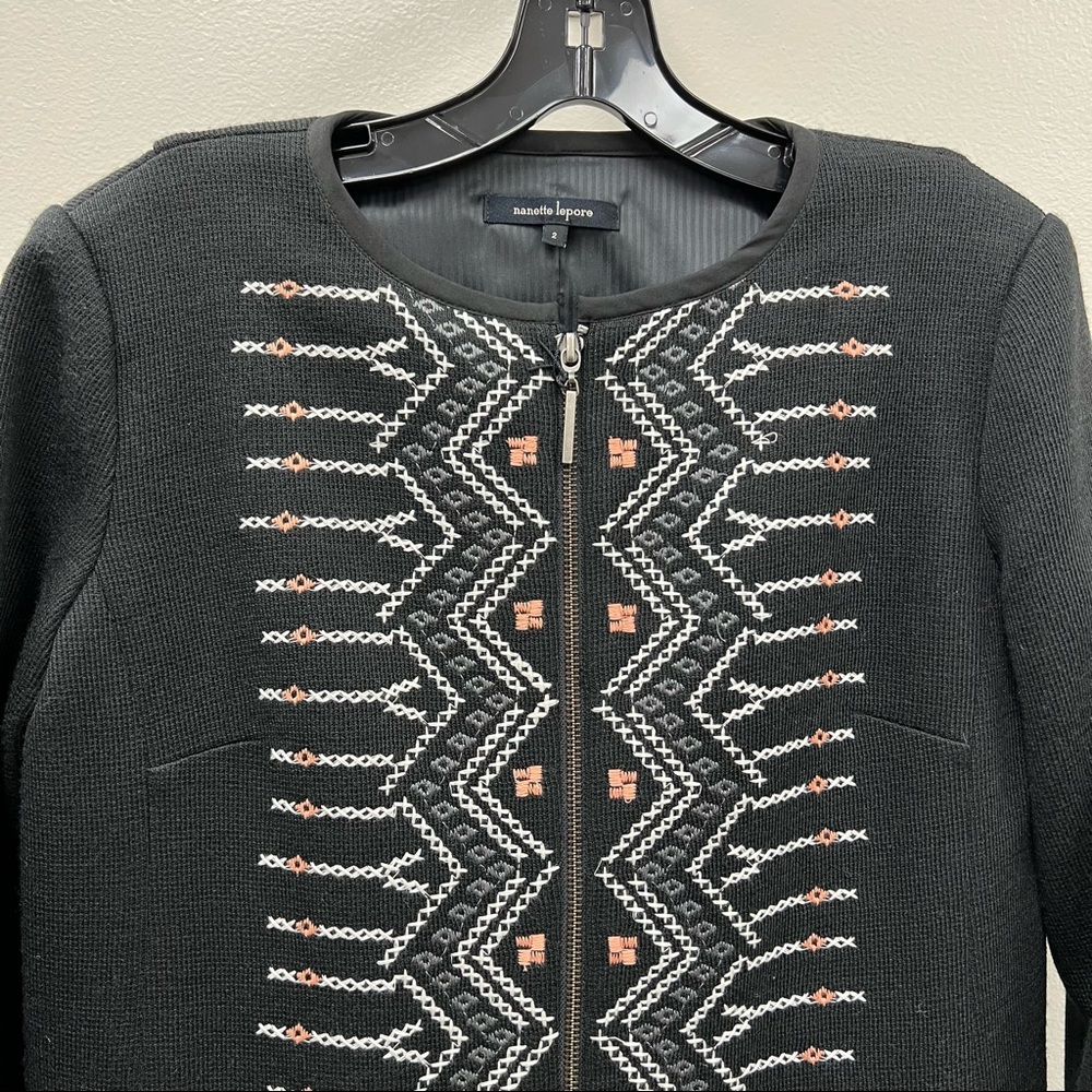 Nanette Lepore Zip Up Tribal Lined Coat - Picture 3 of 12